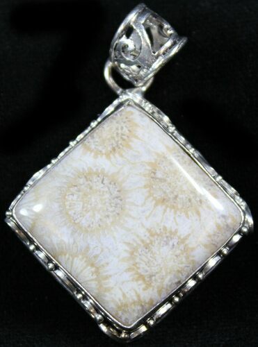 Large Fossil Coral Sunburst Pendant #26896
